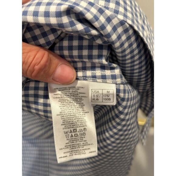 Brooks Brothers Blue White Checked Print Collar Button Down Shirt Size Medium - Picture 2 of 4